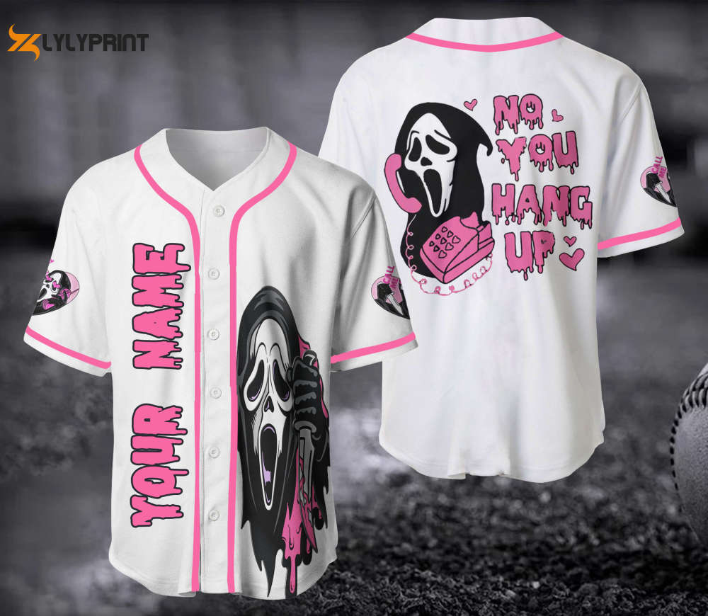 Scream No You Hang Up Horror Ghostface Baseball Jersey Shirt - lylyprint.com baseball jersey product view 2