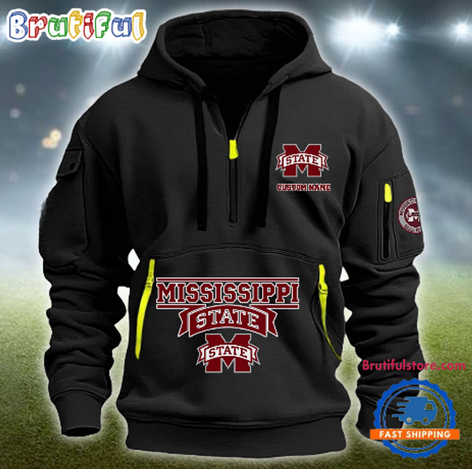 Personalize NCAA Mississippi State Bulldogs Quarter Zip Hoodie Unisex T-shirt, Sweatshirt, Hoodie, Long Sleeve Tee - T-Shirt, Sweatshirt, Hoodie