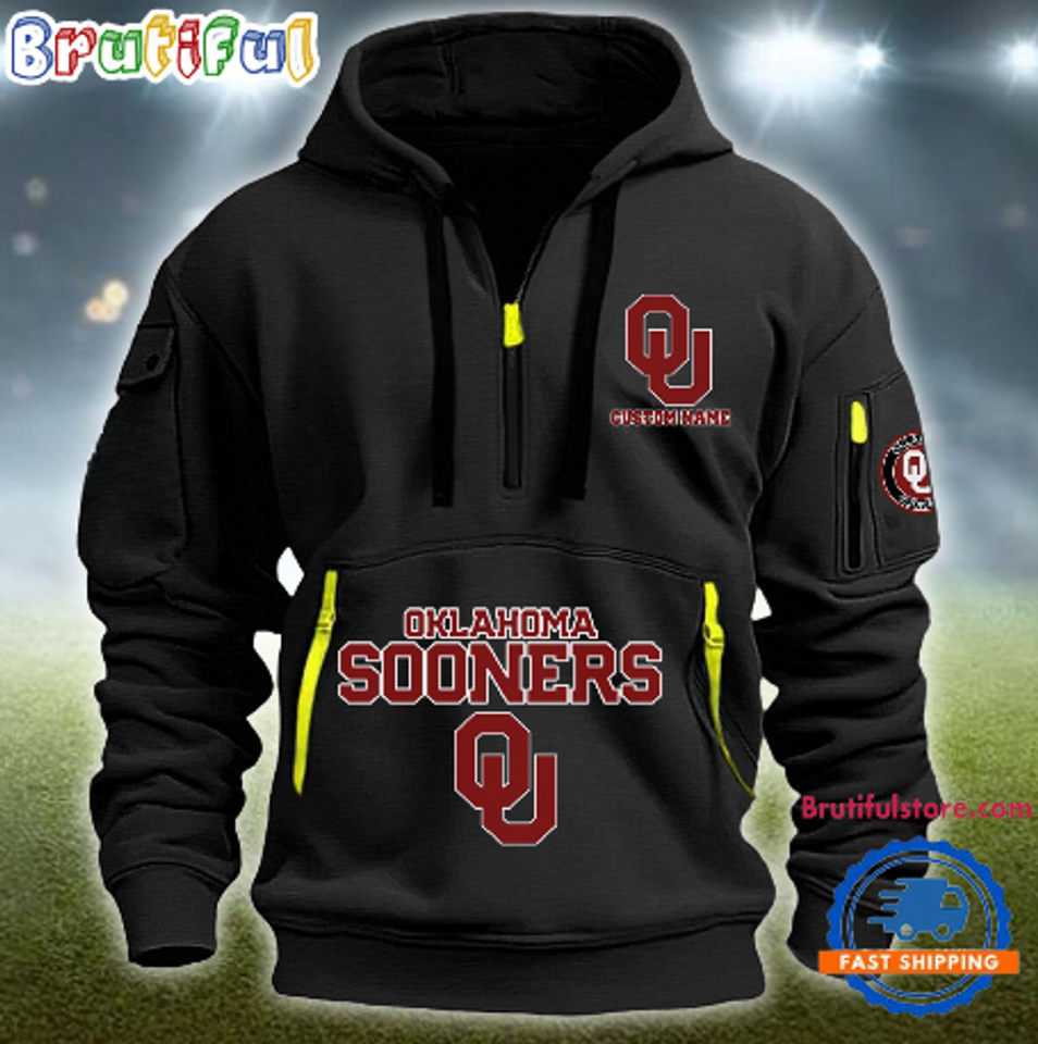 Personalize NCAA Oklahoma Sooners Quarter Zip Hoodie Unisex T-shirt, Sweatshirt, Hoodie, Long Sleeve Tee - T-Shirt, Sweatshirt, Hoodie