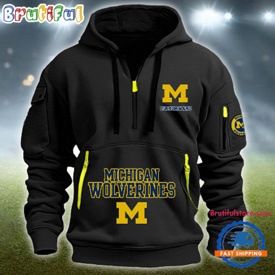Personalize NCAA Michigan Wolverines Quarter Zip Hoodie Unisex T-shirt, Sweatshirt, Hoodie, Long Sleeve Tee - T-Shirt, Sweatshirt, Hoodie