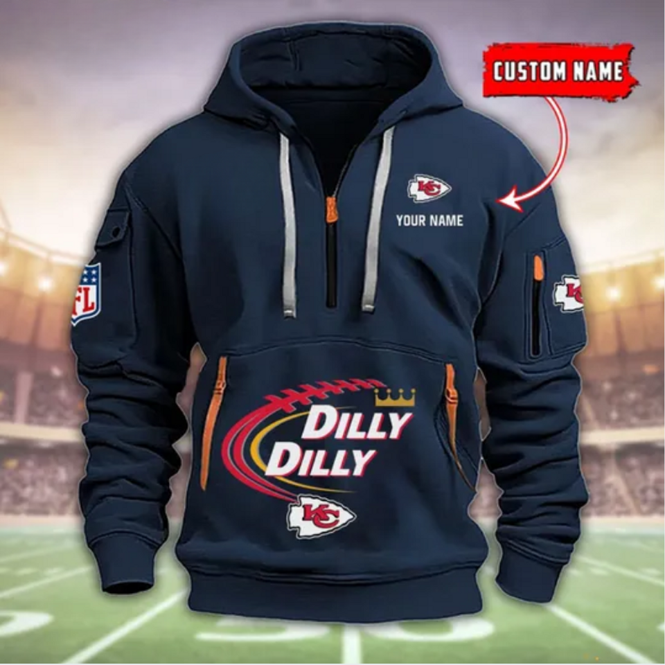 Personalize KC Chiefs Football Dilly Dilly Quarter Zip Hoodie Unisex T-shirt, Sweatshirt, Hoodie, Long Sleeve Tee - T-Shirt, Sweatshirt, Hoodie