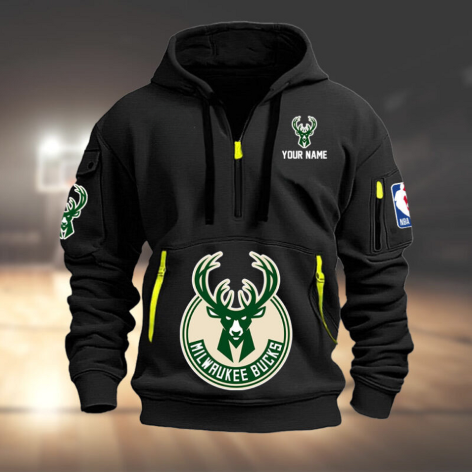 Personalize Milwaukee Basketball Team Quarter Zip Hoodie Unisex T-shirt, Sweatshirt, Hoodie, Long Sleeve Tee - T-Shirt, Sweatshirt, Hoodie