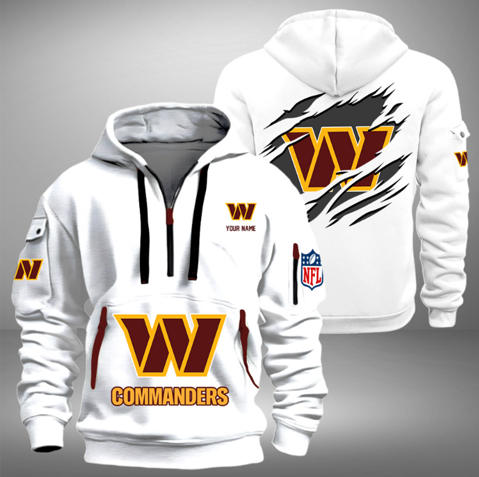Personalize Washington Commanders Football Team Quarter Zip Hoodie Unisex T-shirt, Sweatshirt, Hoodie, Long Sleeve Tee - T-Shirt, Sweatshirt, Hoodie