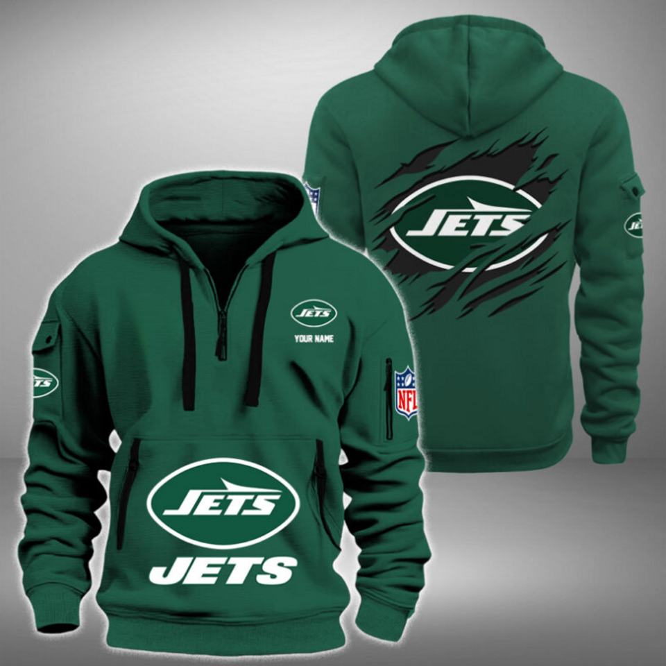 Personalize NY Jets Football Team Quarter Zip Hoodie Unisex T-shirt, Sweatshirt, Hoodie, Long Sleeve Tee - T-Shirt, Sweatshirt, Hoodie