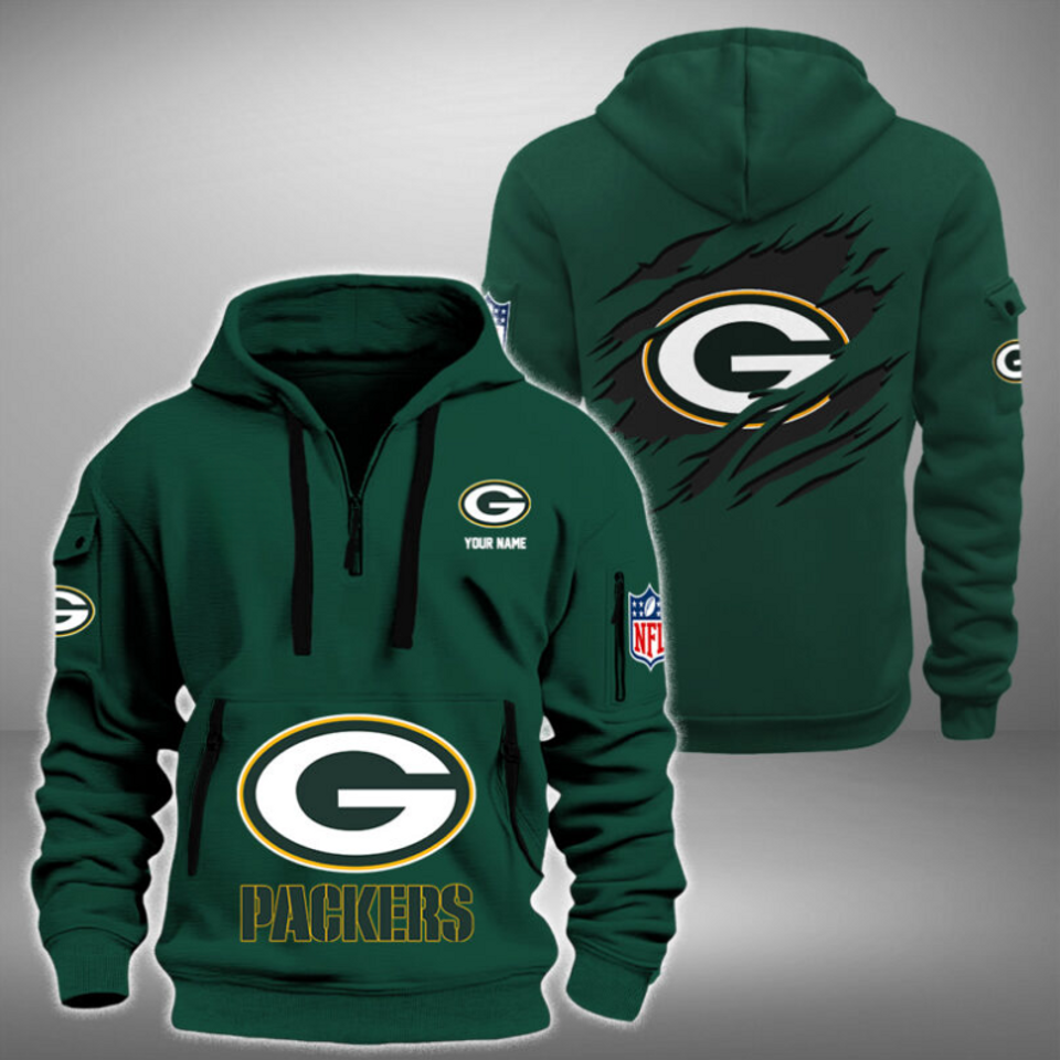 Personalize Green Bay Football Team Quarter Zip Hoodie Unisex T-shirt, Sweatshirt, Hoodie, Long Sleeve Tee - T-Shirt, Sweatshirt, Hoodie