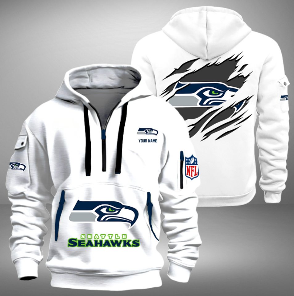 Personalize Seattle Football Team Quarter Zip Hoodie Unisex T-shirt, Sweatshirt, Hoodie, Long Sleeve Tee - T-Shirt, Sweatshirt, Hoodie