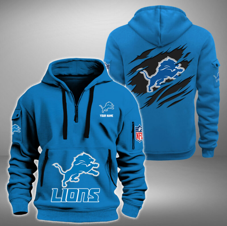 Personalize Detroit Football Team Quarter Zip Hoodie Unisex T-shirt, Sweatshirt, Hoodie, Long Sleeve Tee - T-Shirt, Sweatshirt, Hoodie
