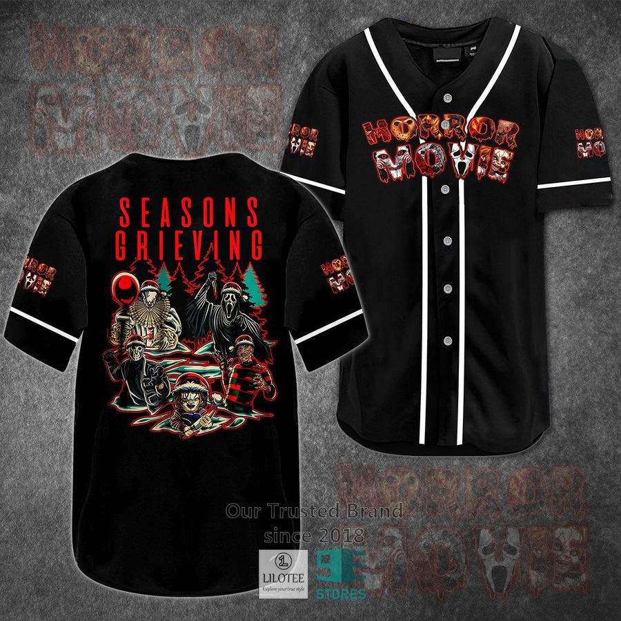 Season Grieving Horror Movie Black Baseball Jersey baseball jersey product view 1