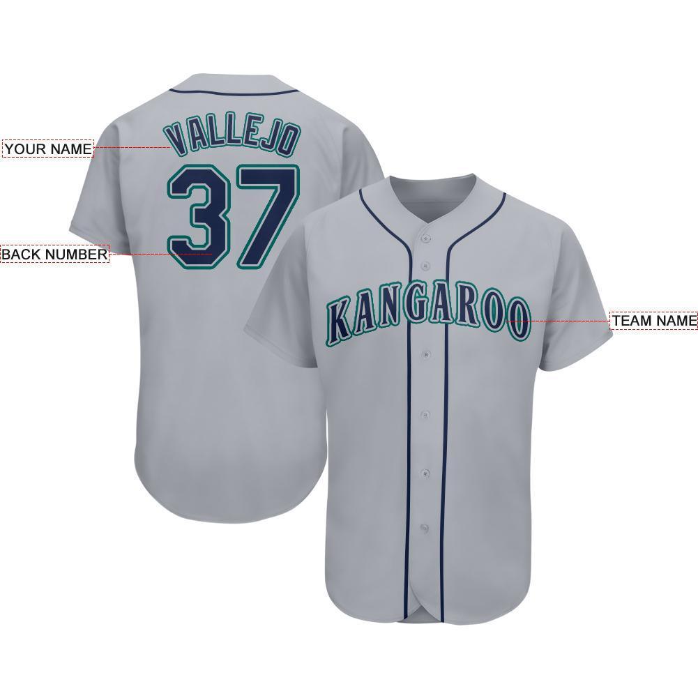 Custom Gray Navy-Teal Baseball Jersey baseball jersey product view 3