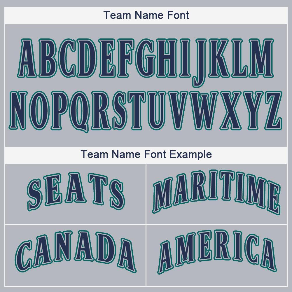 Custom Gray Navy-Teal Baseball Jersey baseball jersey product view 5