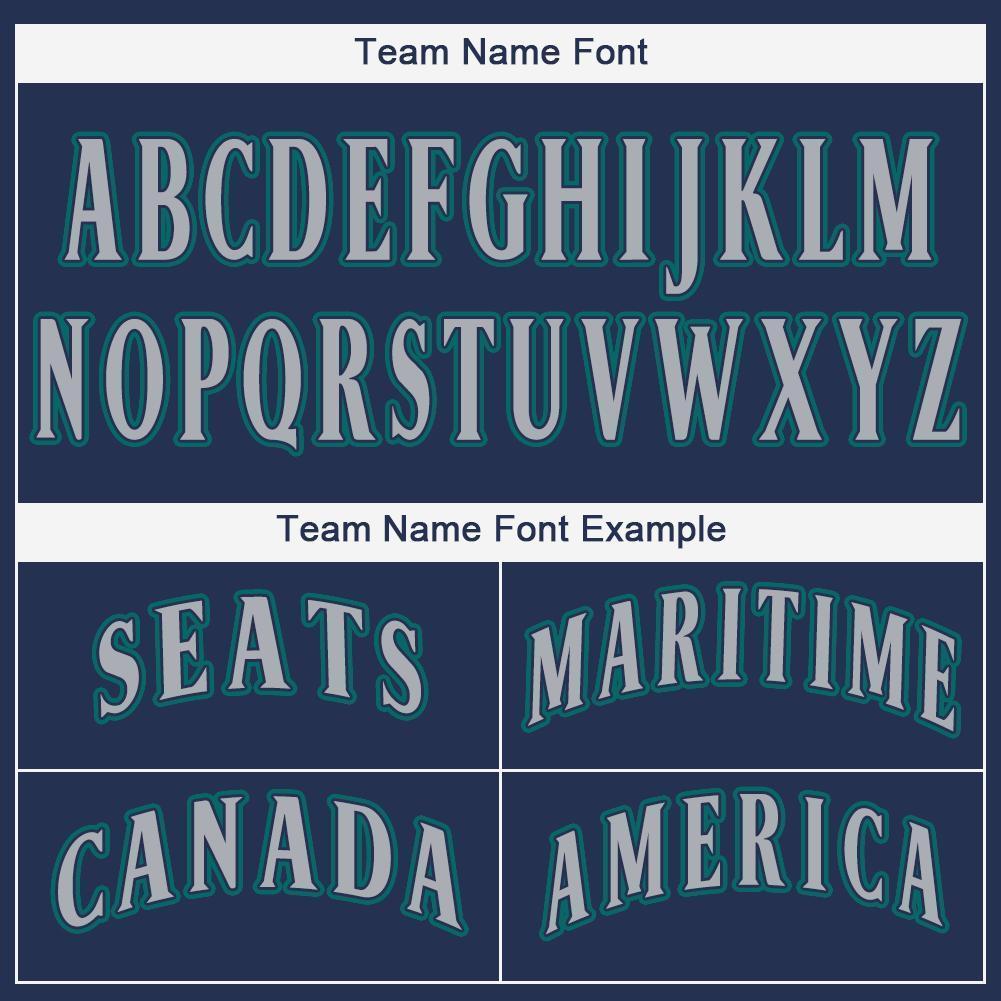 Custom Navy Gray-Teal Baseball Jersey baseball jersey product view 5