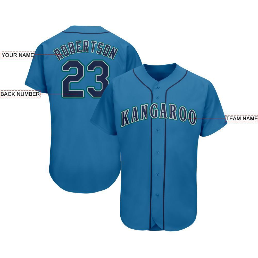 Custom Light Blue Navy-Teal Baseball Jersey baseball jersey product view 3