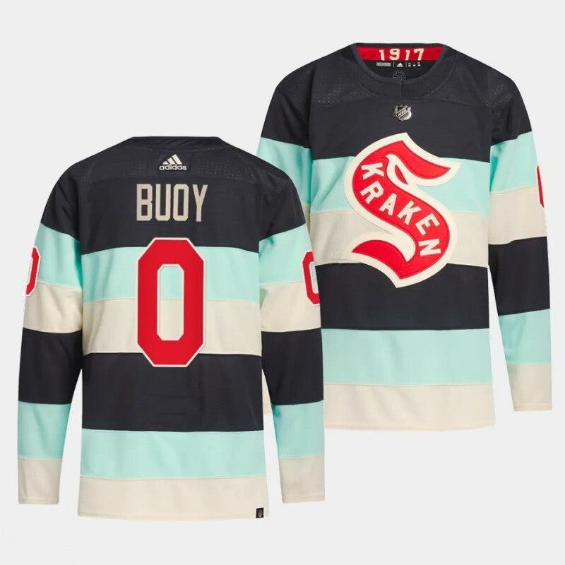seattle kraken #0 buoy kraken 2024 nhl winter classic jersey - deep sea blue Hockey Jersey hockey jersey product view 1