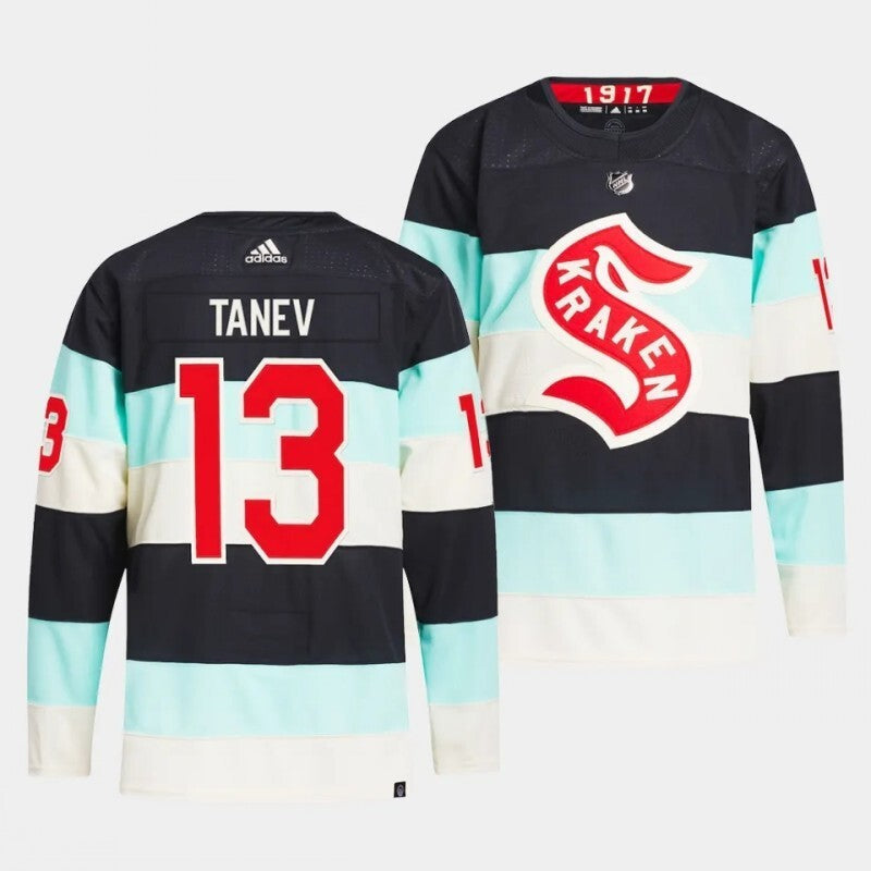 seattle kraken #13 brandon tanev 2024 nhl winter classic jersey - deep sea blue Hockey Jersey hockey jersey product view 1
