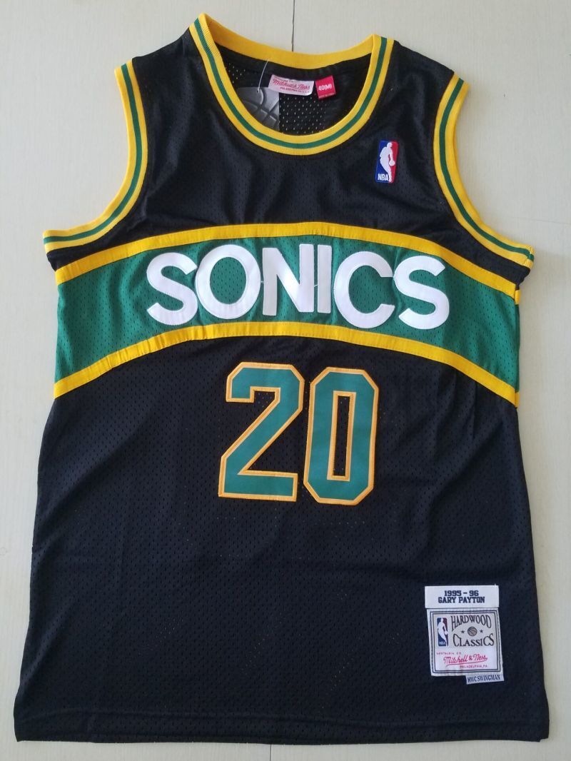 seattle supersonics #20 gary payton Supersonics 20 Black s-xxl Style 2 Basketball Jersey basketball jersey product view 1