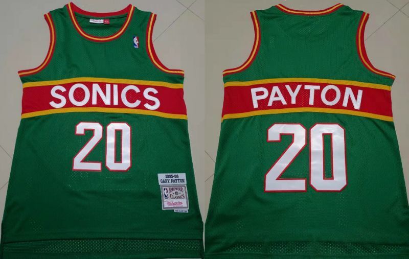 seattle supersonics #20 gary payton Supersonics 20 # · Payton Green Retro Jersey Basketball Jersey basketball jersey product view 1