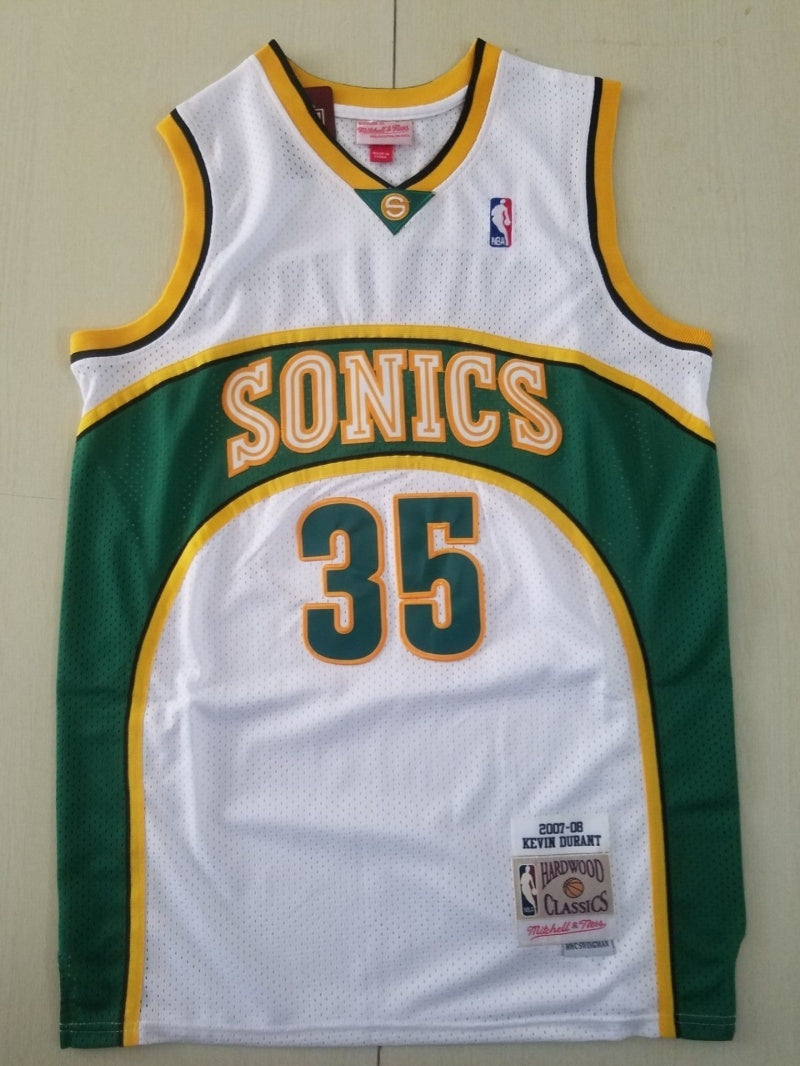 seattle supersonics #35 kevin durant Supersonics 35 White Retro s-xxl Style 1 Basketball Jersey basketball jersey product view 1