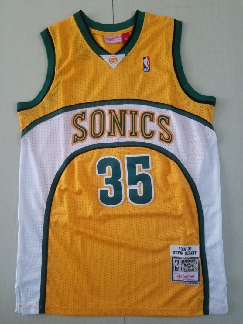 seattle supersonics #35 kevin durant Supersonics 35 Yellow Retro s-xxl Style 1 Basketball Jersey basketball jersey product view 1