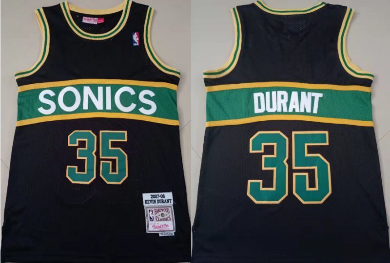 seattle supersonics #35 kevin durant Supersonics 35 # Durant Black Retro Jersey Basketball Jersey basketball jersey product view 1