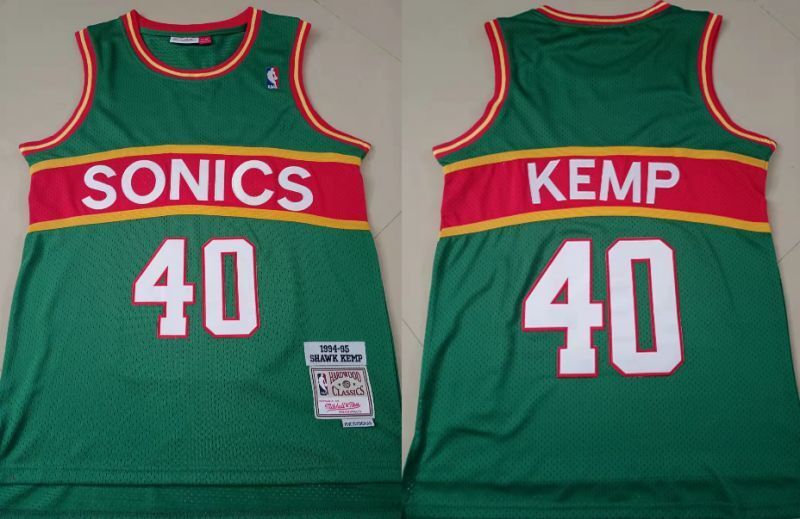 seattle supersonics #40 shawn kemp Supersonics 40 # - Kemp Green Retro Jersey Basketball Jersey basketball jersey product view 1