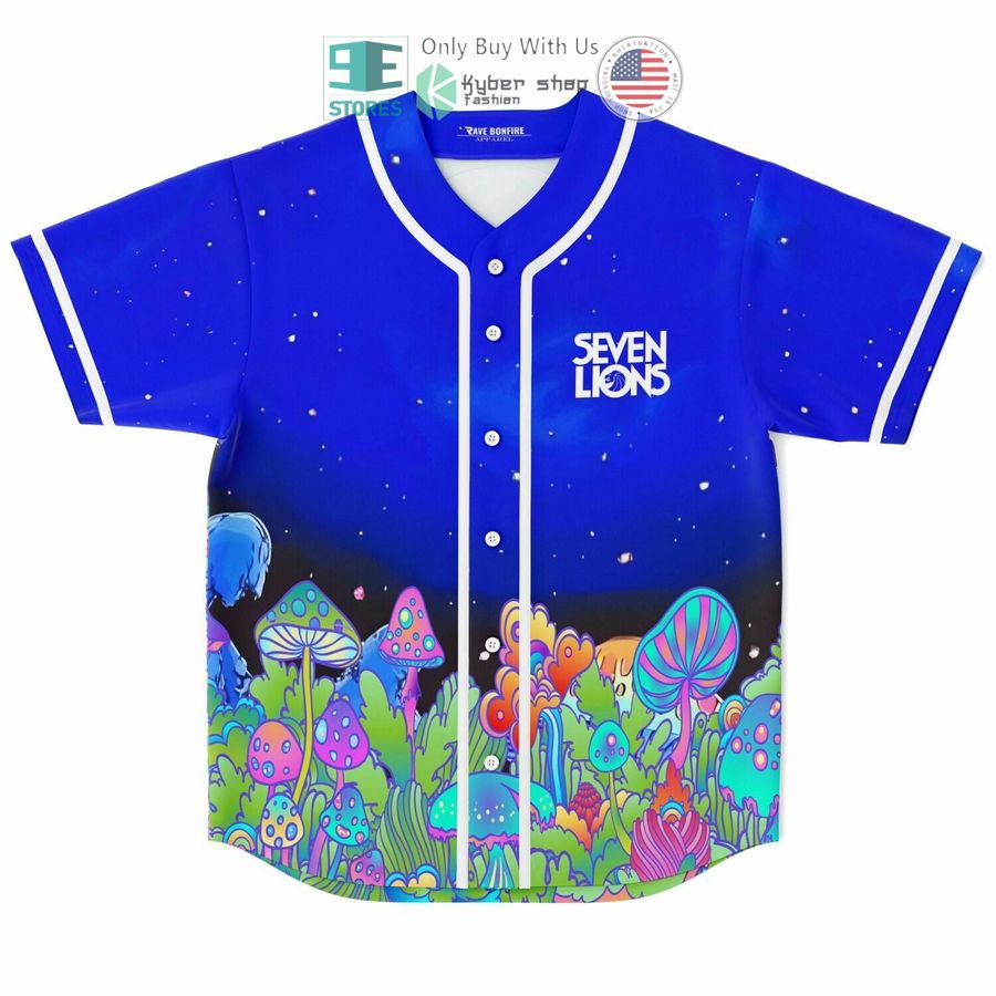 BEST Seven lions Mushroom blue Baseball Jersey baseball jersey product view 1