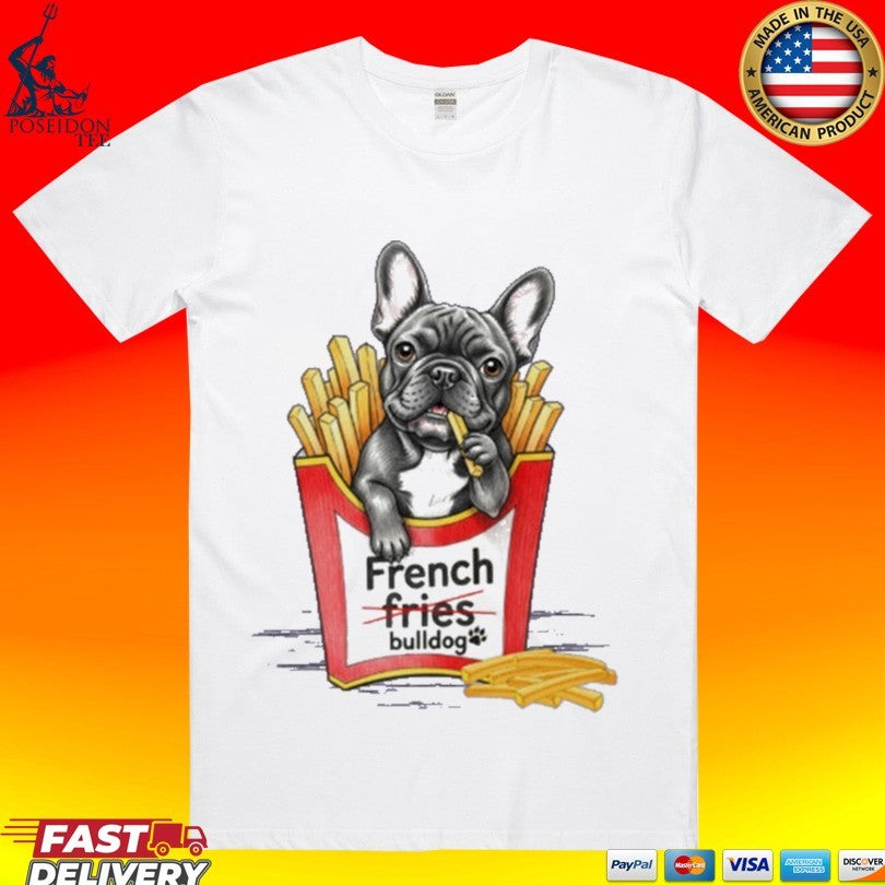 Shark French Bulldog Fries T-shirt Unisex T-shirt, Sweatshirt, Hoodie, Long Sleeve Tee - T-Shirt, Sweatshirt, Hoodie
