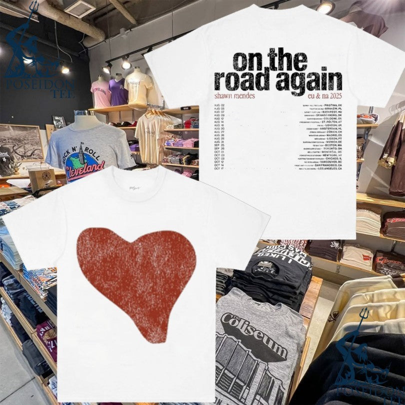 Shawn Mendes Heart Tour On The Road Again T-shirt Unisex T-shirt, Sweatshirt, Hoodie, Long Sleeve Tee - T-Shirt, Sweatshirt, Hoodie