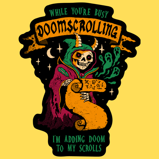 'Doomscrolling' Sticker Unisex T-shirt, Sweatshirt, Hoodie, Long Sleeve Tee - T-Shirt, Sweatshirt, Hoodie