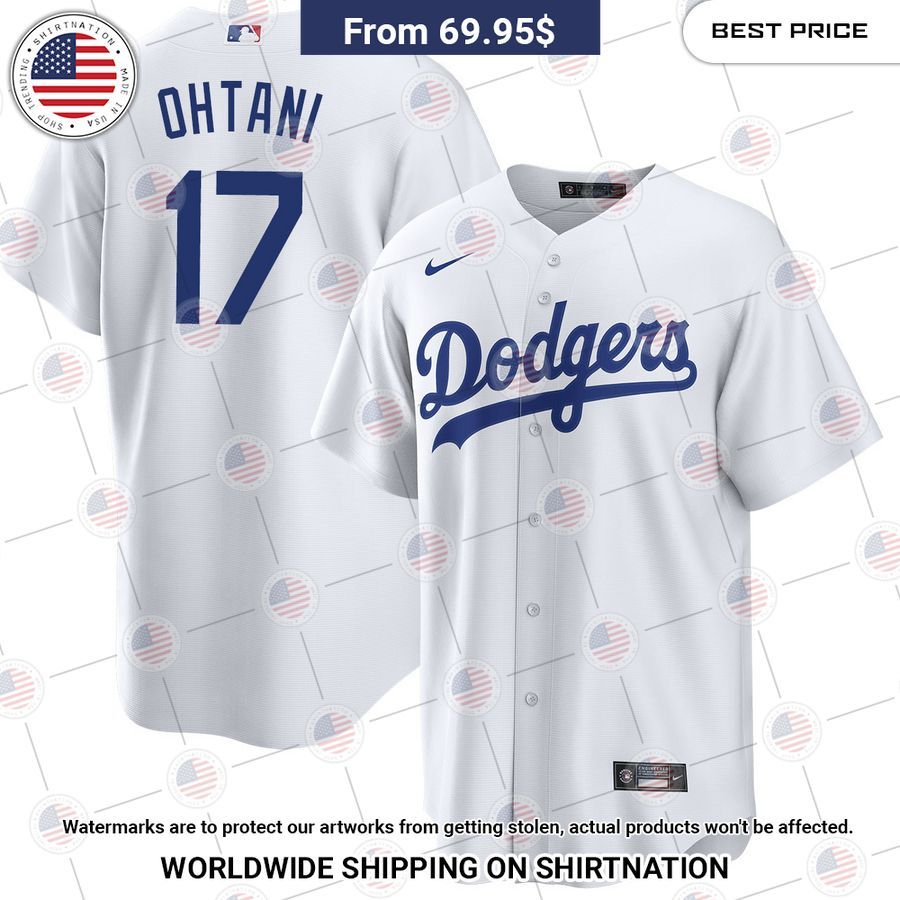 Shohei Ohtani 17 Los Angeles Dodgers Home Jersey baseball jersey product view 1