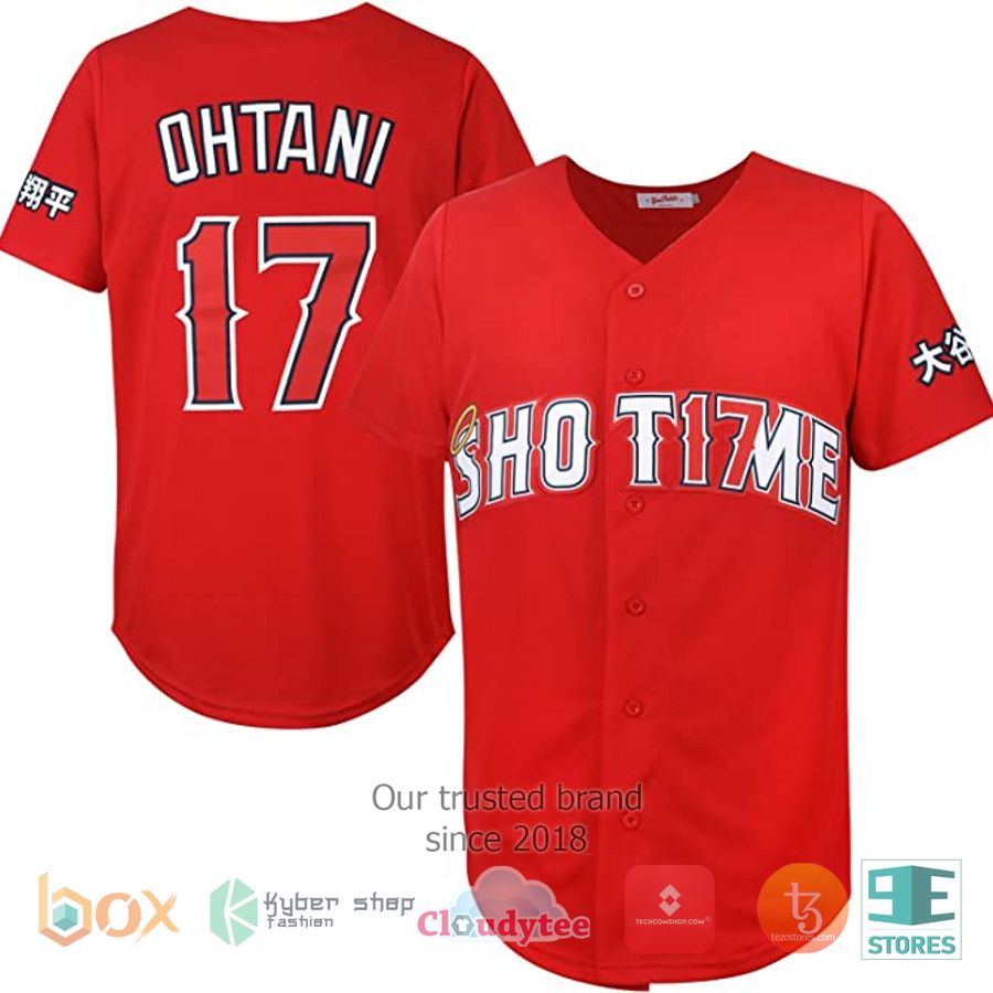 BEST Shohei Ohtani 17 red baseball jersey baseball jersey product view 1