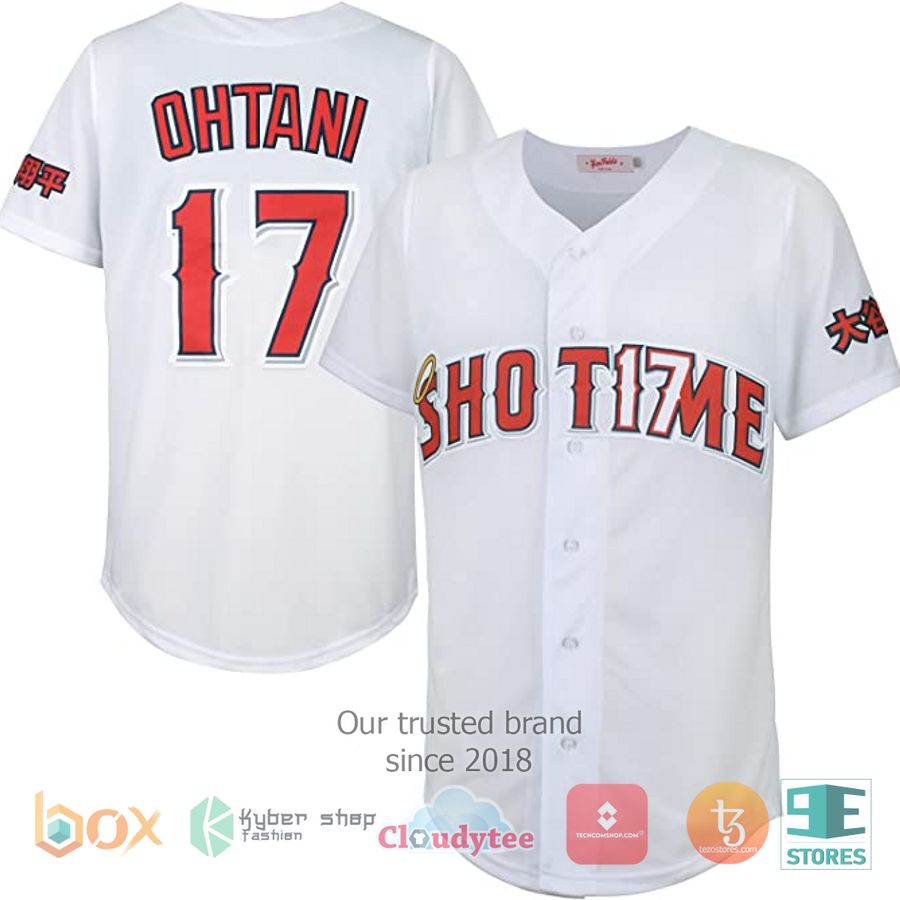 BEST Shohei Ohtani 17 white baseball jersey baseball jersey product view 1
