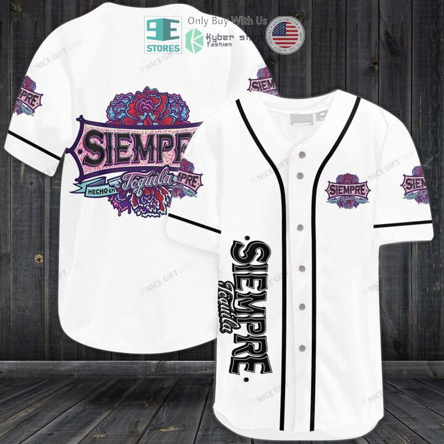 BEST Siempre Tequila logo white Baseball Jersey baseball jersey product view 1