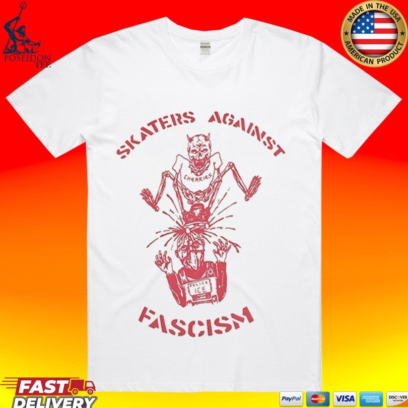 Skaters Against Fascism Cherries Wheels S.a.f T-shirt Unisex T-shirt, Sweatshirt, Hoodie, Long Sleeve Tee - T-Shirt, Sweatshirt, Hoodie