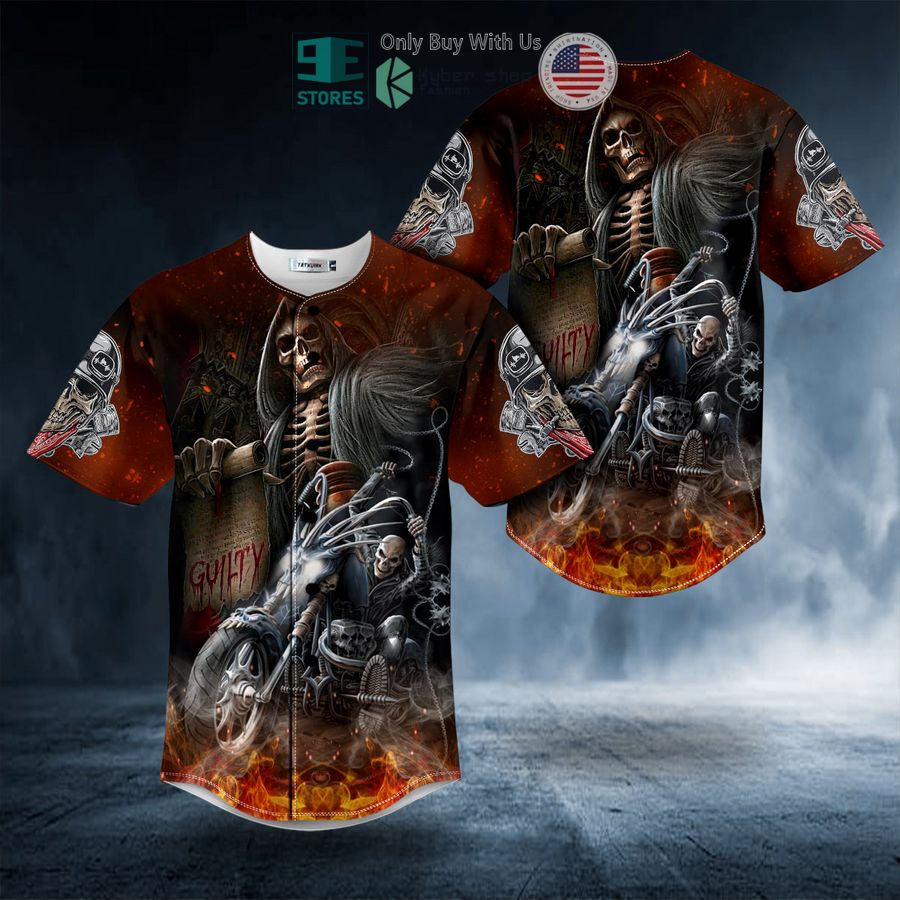 BEST Skeleton Firer Biker Guilty Skull Baseball Jersey baseball jersey product view 1