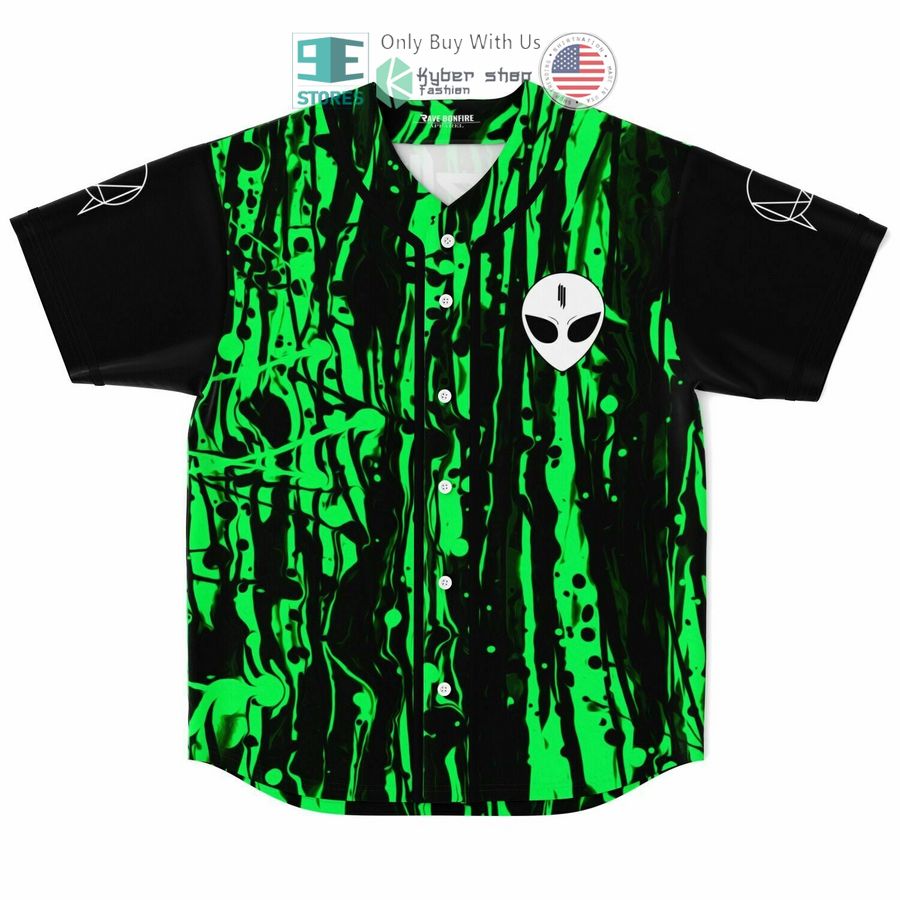 BEST Skrillex logo black green Baseball Jersey baseball jersey product view 1