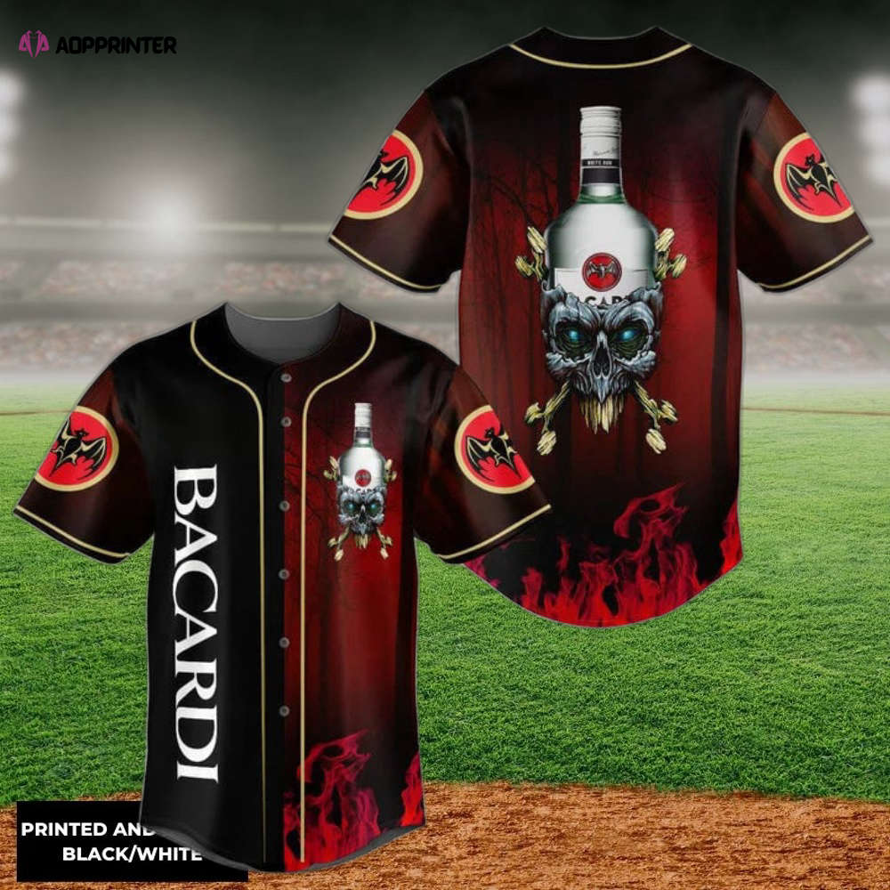 Skull With Bacardi Baseball Jersey - Aopprinter baseball jersey product view 1
