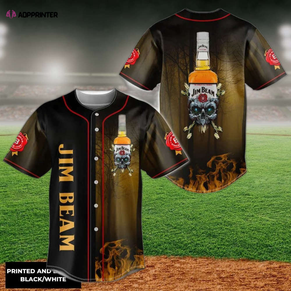Skull With Jim Beam Baseball Jersey - Aopprinter baseball jersey product view 1