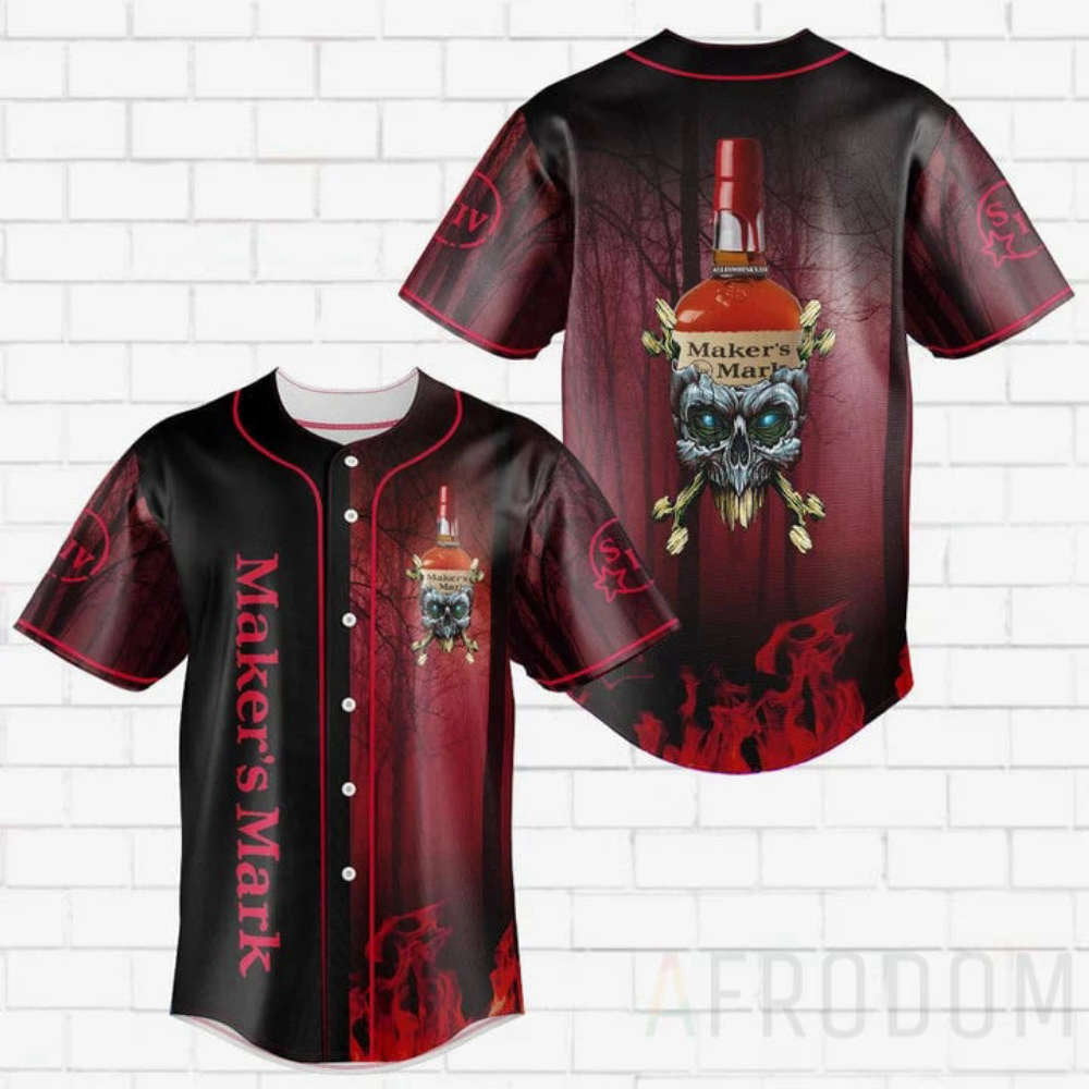 Skull With Maker's Mark Baseball Jersey - Aopprinter baseball jersey product view 2