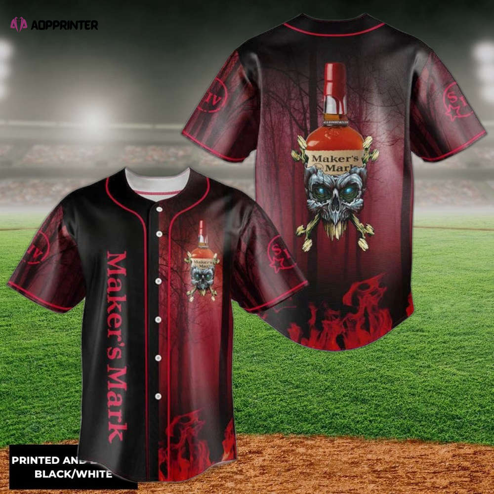 Skull With Maker's Mark Baseball Jersey - Aopprinter baseball jersey product view 1