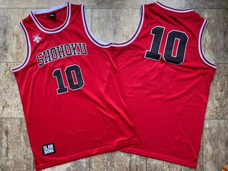 slam dunk 10 shohoku 10# Red Embroidered Basketball Jersey basketball jersey product view 1