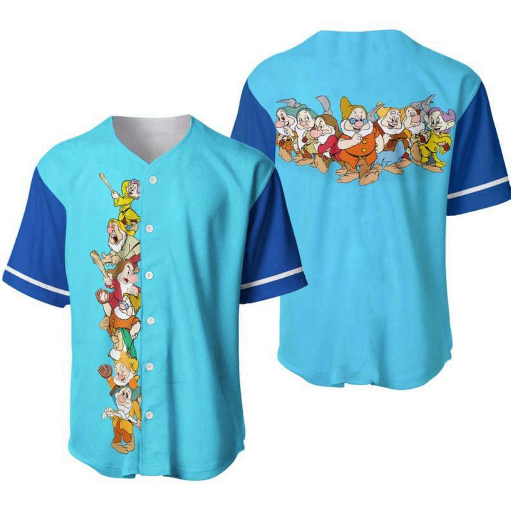 Snow White And Seven Dwarfs Baseball Jersey - Aopprinter baseball jersey product view 2