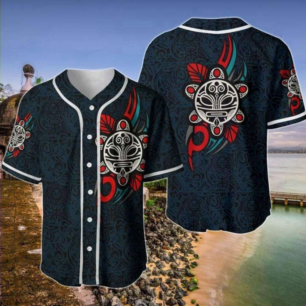 Sol Taino Puerto Rico Symbol Baseball Jersey - Aopprinter baseball jersey product view 2