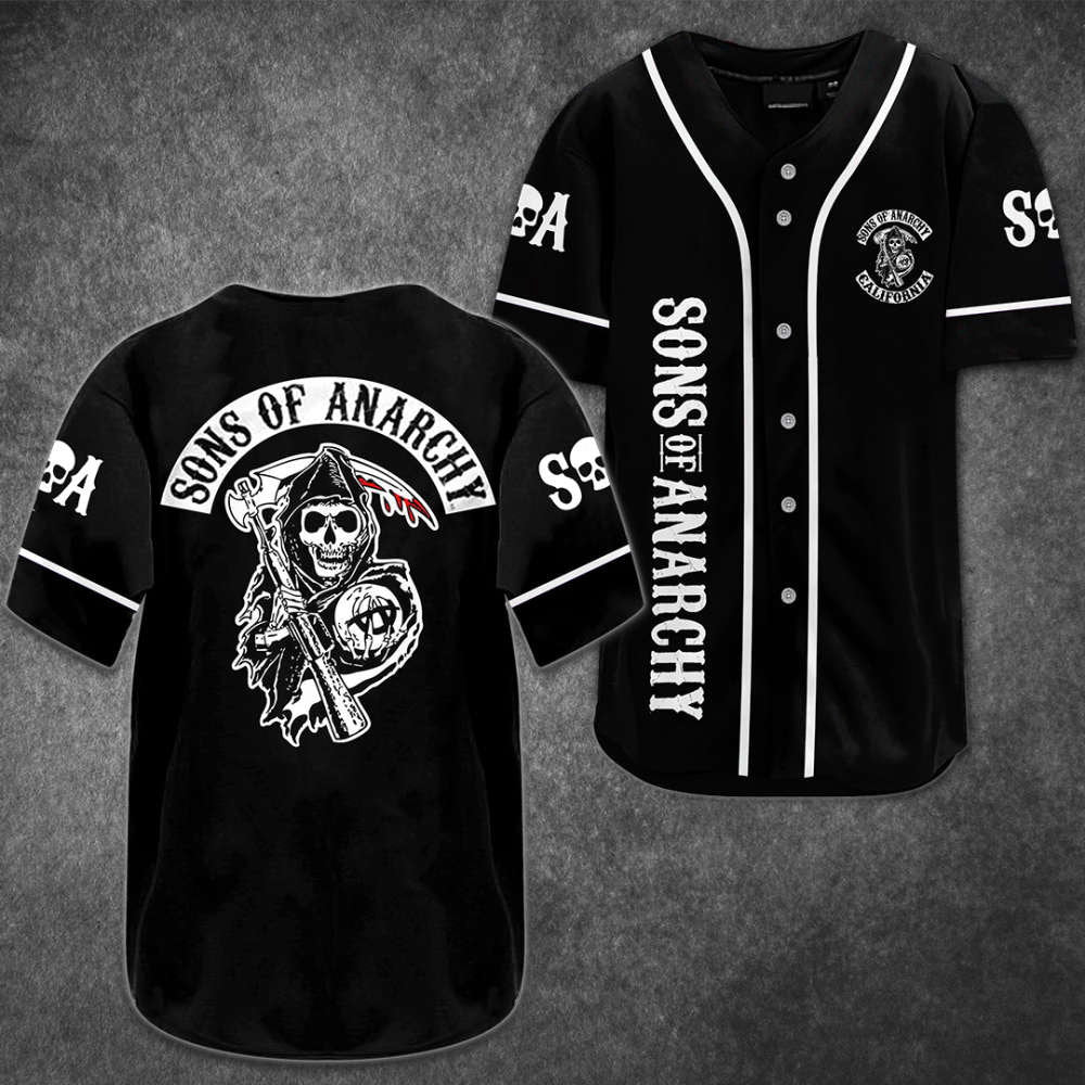Sons of Anarchy Baseball Jersey: SOA0306L4KD - Authentic Design - Aopprinter baseball jersey product view 2