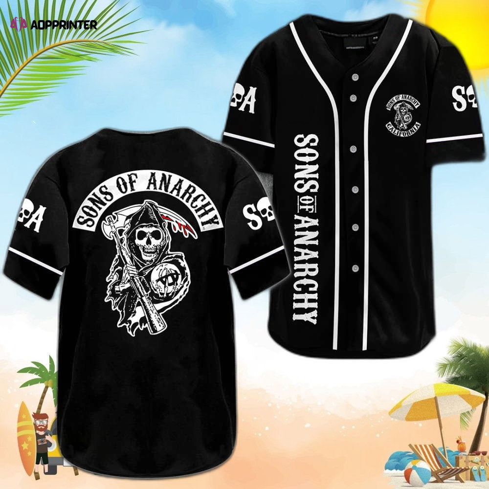 Sons of Anarchy Baseball Jersey: SOA0306L4KD - Authentic Design - Aopprinter baseball jersey product view 1