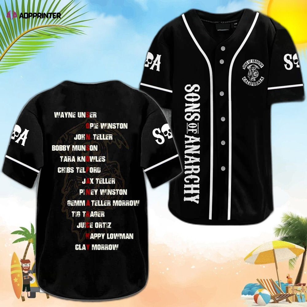 Sons of Anarchy Baseball Jersey: SOA0306L5KD – Authentic & Stylish baseball jersey product view 1