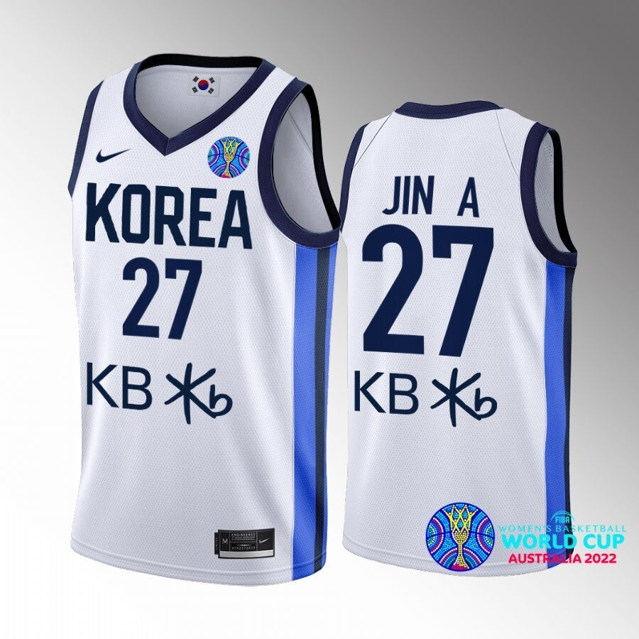 south-korea-home-an-jin-white-2022-fiba-womens-basketball-world-cup-jersey Basketball Jersey basketball jersey product view 1