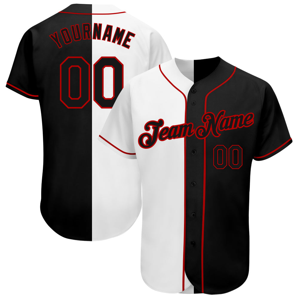 Custom White-Black Red Authentic Split Fashion Baseball Jersey baseball jersey product view 1