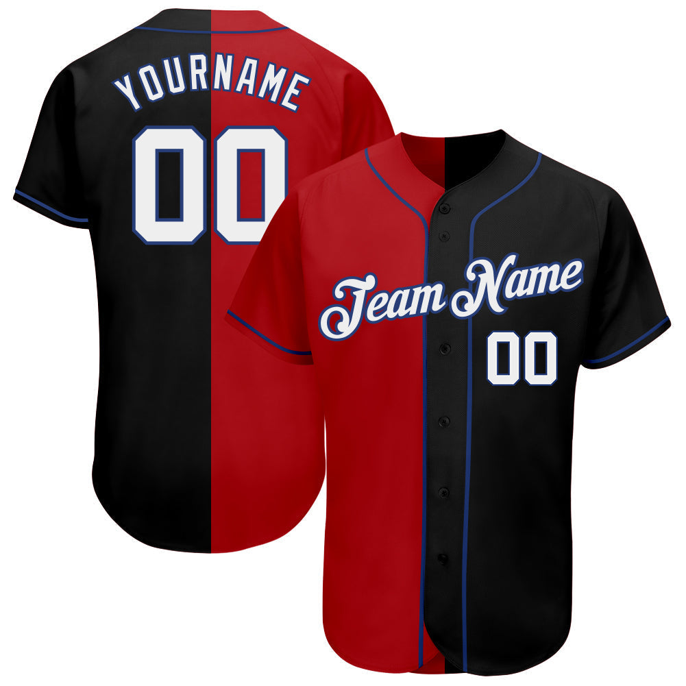 Custom Black White-Red Royal Authentic Split Fashion Baseball Jersey baseball jersey product view 1