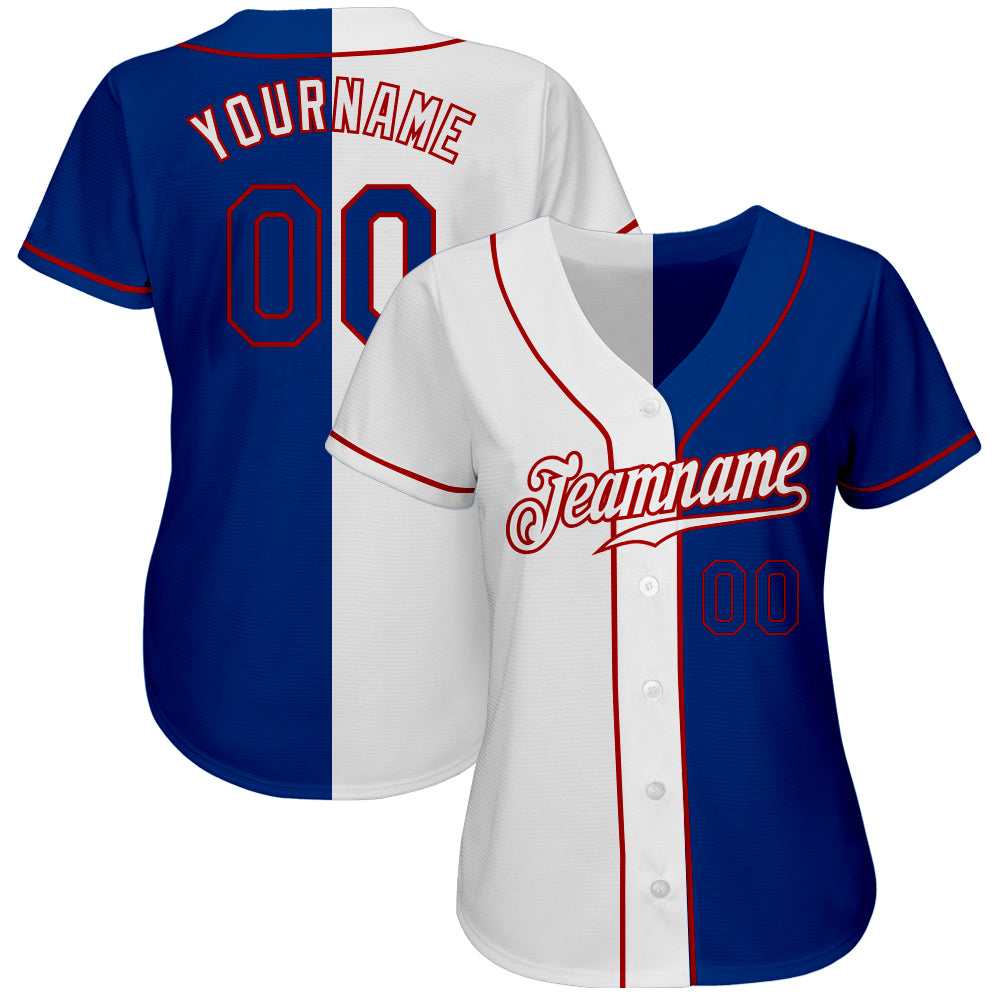 Custom White Royal-Red Authentic Split Fashion Baseball Jersey baseball jersey product view 2