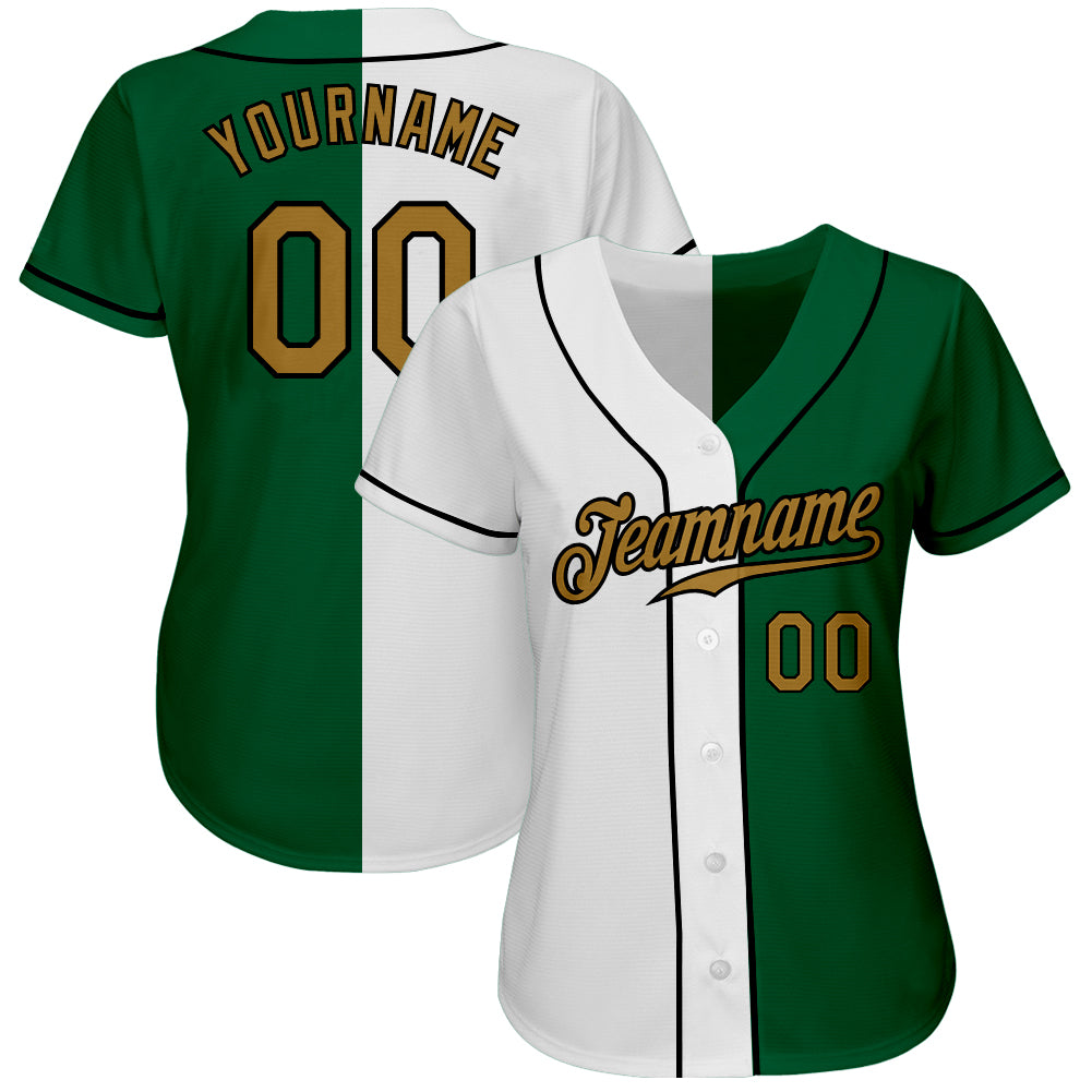 Custom White Old Gold-Black Authentic Split Fashion Baseball Jersey baseball jersey product view 2